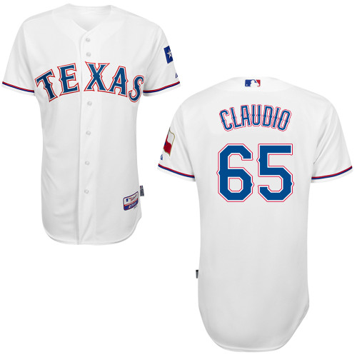alex Claudio #65 MLB Jersey-Texas Rangers Men's Authentic Home White Cool Base Baseball Jersey